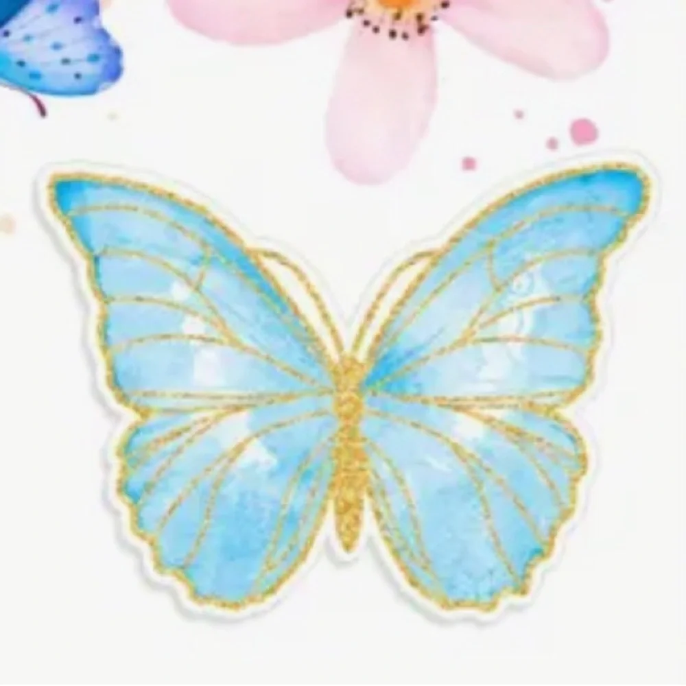 Pale Blue and Gold Butterfly Shaped Disposable Placemats, 12 ct